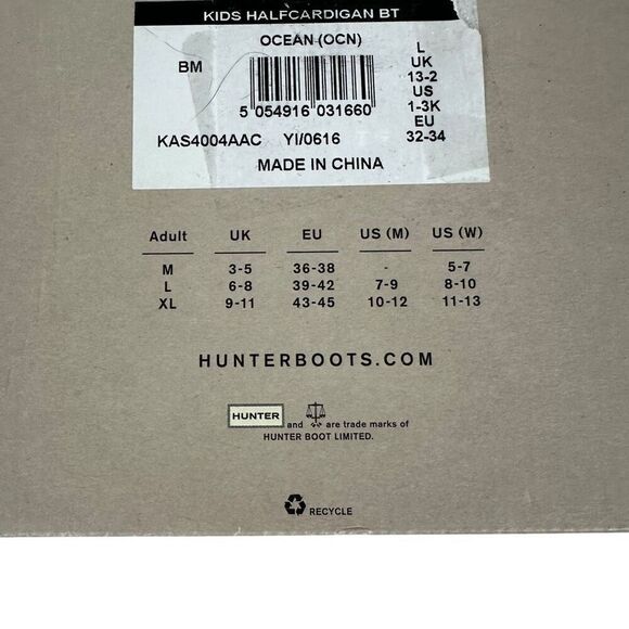 Hunter Kids Half Cardigan Boot Socks size Large Ocean - Picture 3 of 6